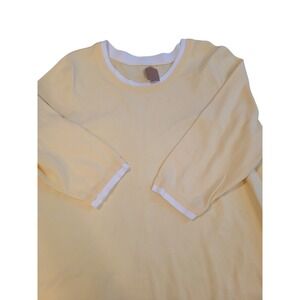 Womens Pastel Yellow 3/4 Sleeve Crew Neck Top Size 1X‎